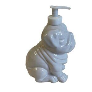Pug Dog Soap Lotion Dispenser White Ceramic 7.5"